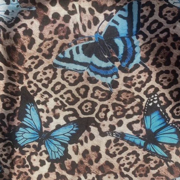 3/$12 Rue21 top Butterfly animal print cinch string in front casual boho M jr - Picture 13 of 17